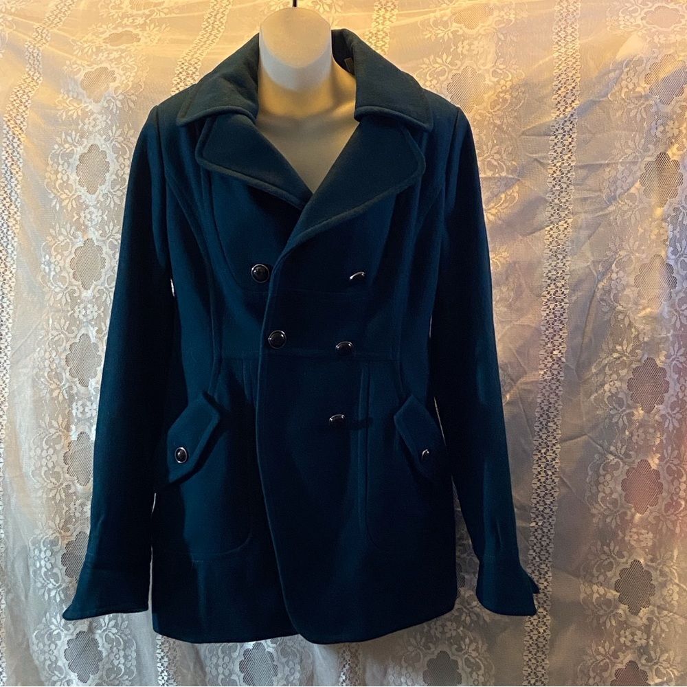 Guess Women's Teal Double-Breasted Pea Coat Size M